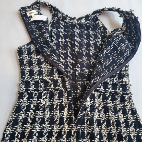 NWT$475 L'AGENCE Jade Tweed Button Mini Dress Houndstooth Black White Gold US 10 - Picture 16 of 16